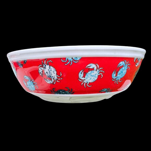 Cynthia Rowley Blue Crab Red Melamine Serving Bowls Set of Four - Picture 1 of 6
